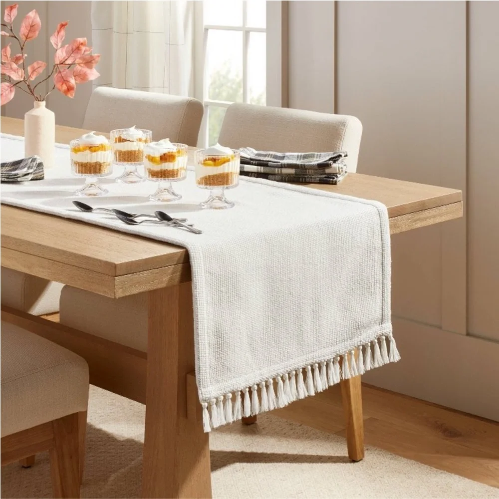 NWOT 14”x72” Pebble Textured Woven Table Runner Cream‎ - Hearth & Hand